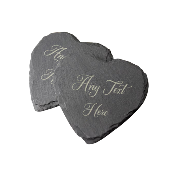 Custom Text Engraved Heart Slate Coaster